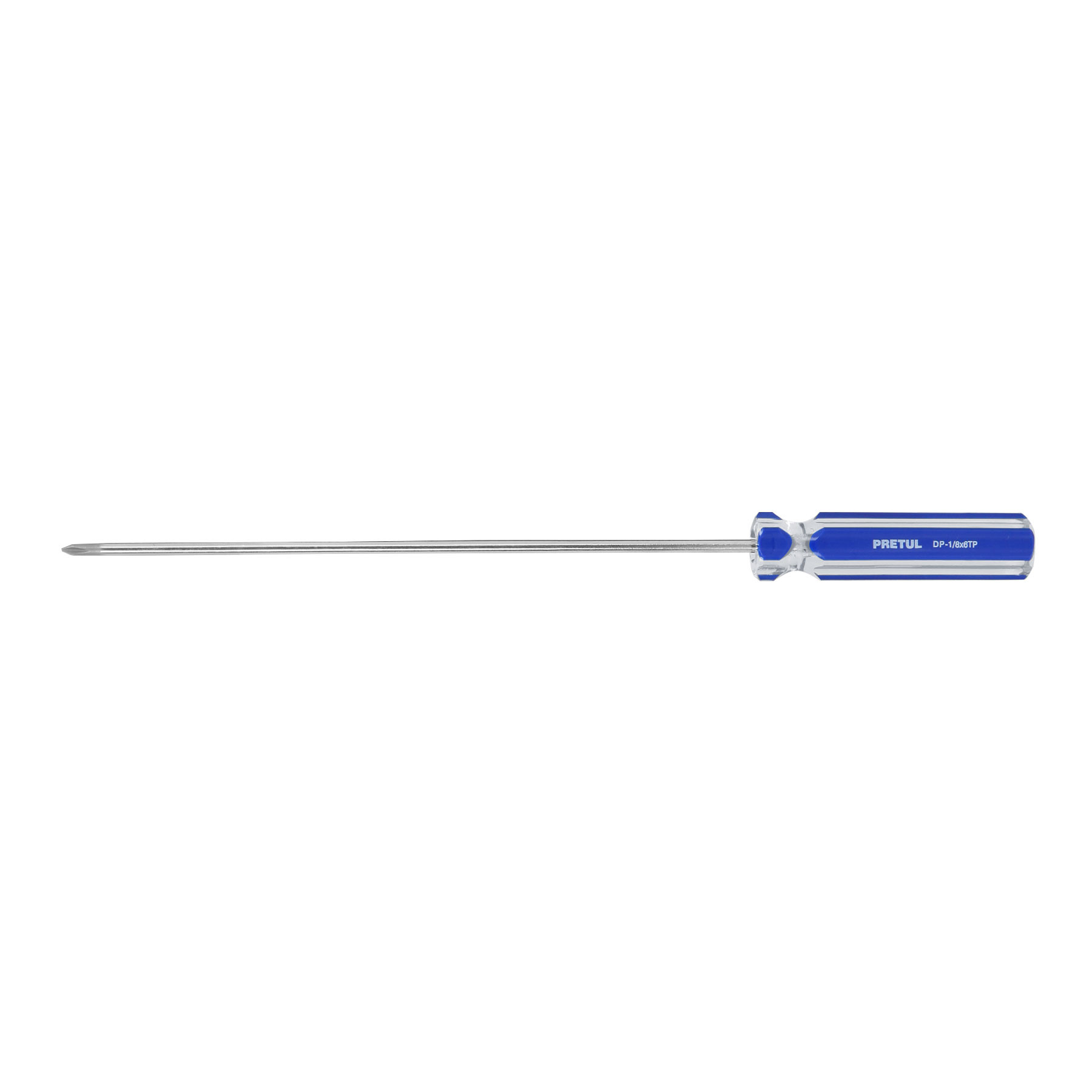 Desarmador de cruz 1/8" x 6" mango de PVC, PRETUL