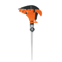 Aspersor plástico 11", una vía, estaca metálica, TRUPER
