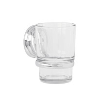 Portavaso cepillero con vaso de vidrio, cromo, FOSET AQUA