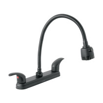 Mezcladora 8" p/fregadero, flexible, palanca, negro, AQUA