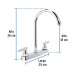 Mezcladora 8" fregadero cromo, cuello curvo, cono, BASIC
