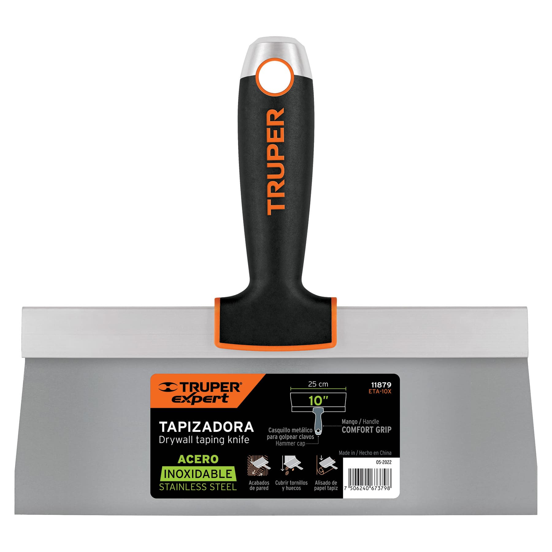 Espátula tapizadora de 10" acero inoxidable, TRUPER EXPERT