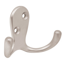 Gancho doble tipo perchero, 7 cm, níquel satinado, HERMEX