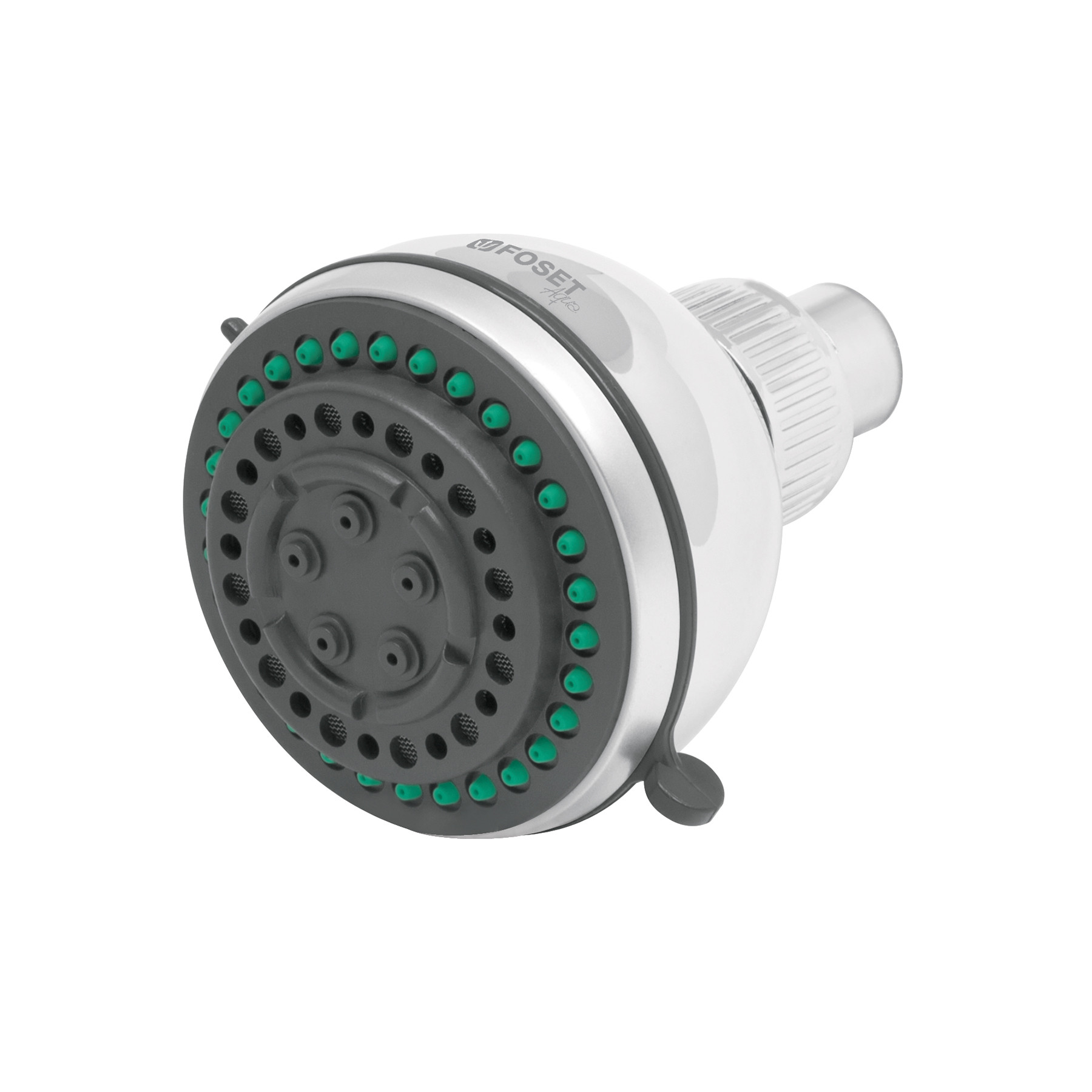 Regadera redonda 3-1/4", 5 funciones, sin brazo, FOSET AQUA