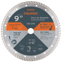 Disco de diamante de 9" x 3 mm, rin turbo, TRUPER