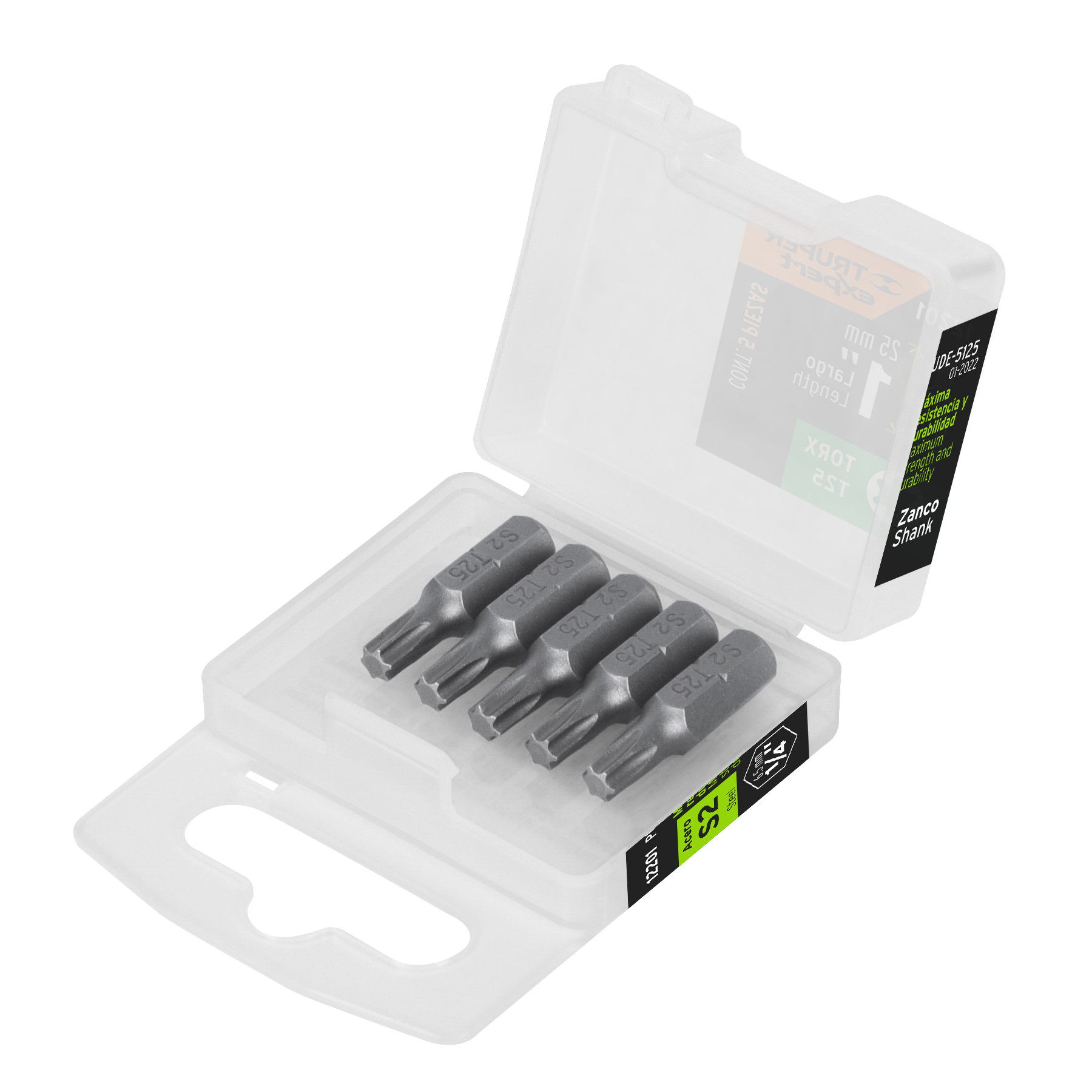 Estuche con 5 puntas torx T25 largo 1", TRUPER EXPERT