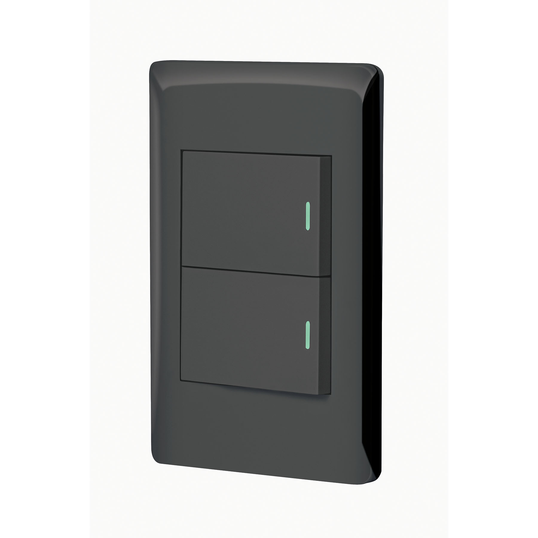 Placa armada negra 1 interruptor y 1 de 3vías 1.5mód,Lisboa