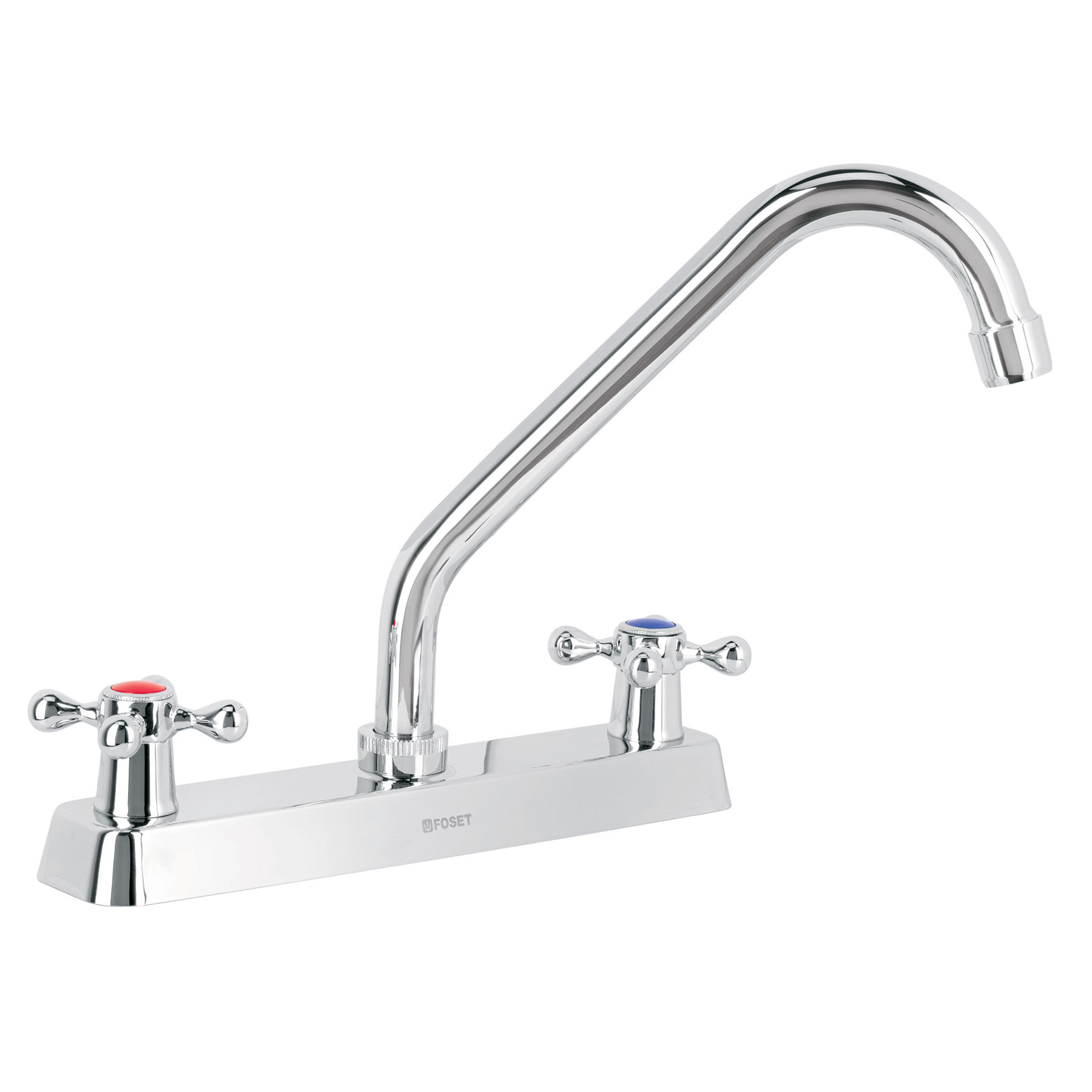 Mezcladora 8" fregadero cromo, cuello largo, cruceta, BASIC
