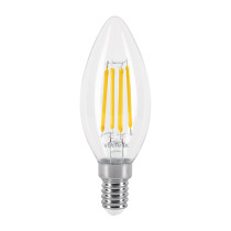 Foco LED filamento 4 W, vela, 2700K luz ambar, E14, VOLTECK