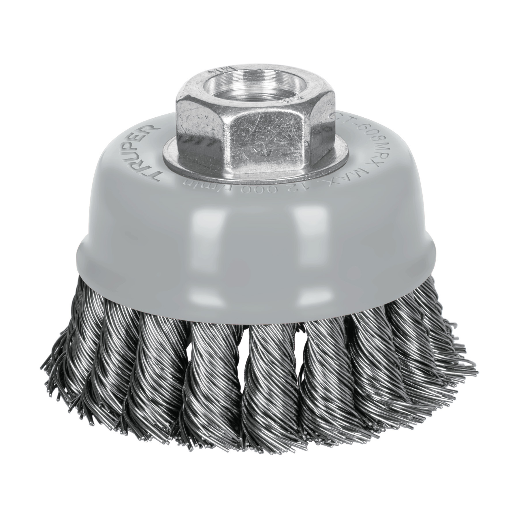 Carda copa 3" alambre trenzado grueso, Multi-rosca, TRUPER