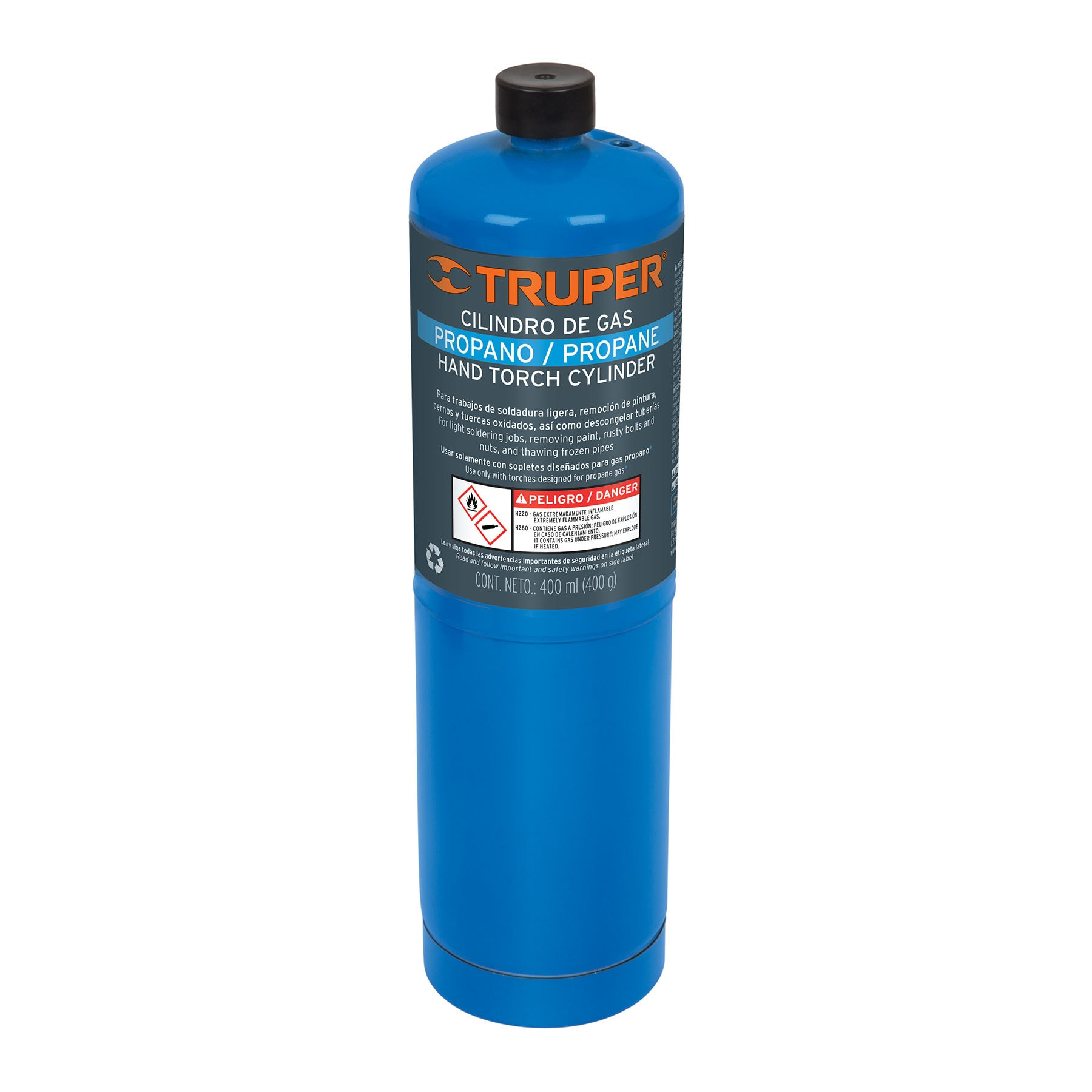 Cilindro de gas propano de 400g, azul, TRUPER