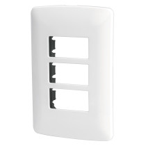 Placa de 3 módulos, blanca, Línea Italiana, VOLTECK