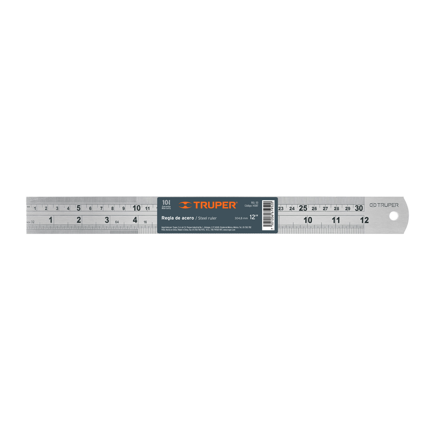 Regla 30 cm de acero inoxidable, TRUPER