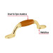 Jaladera metálica, 76mm latón brillante, inserto tipo madera