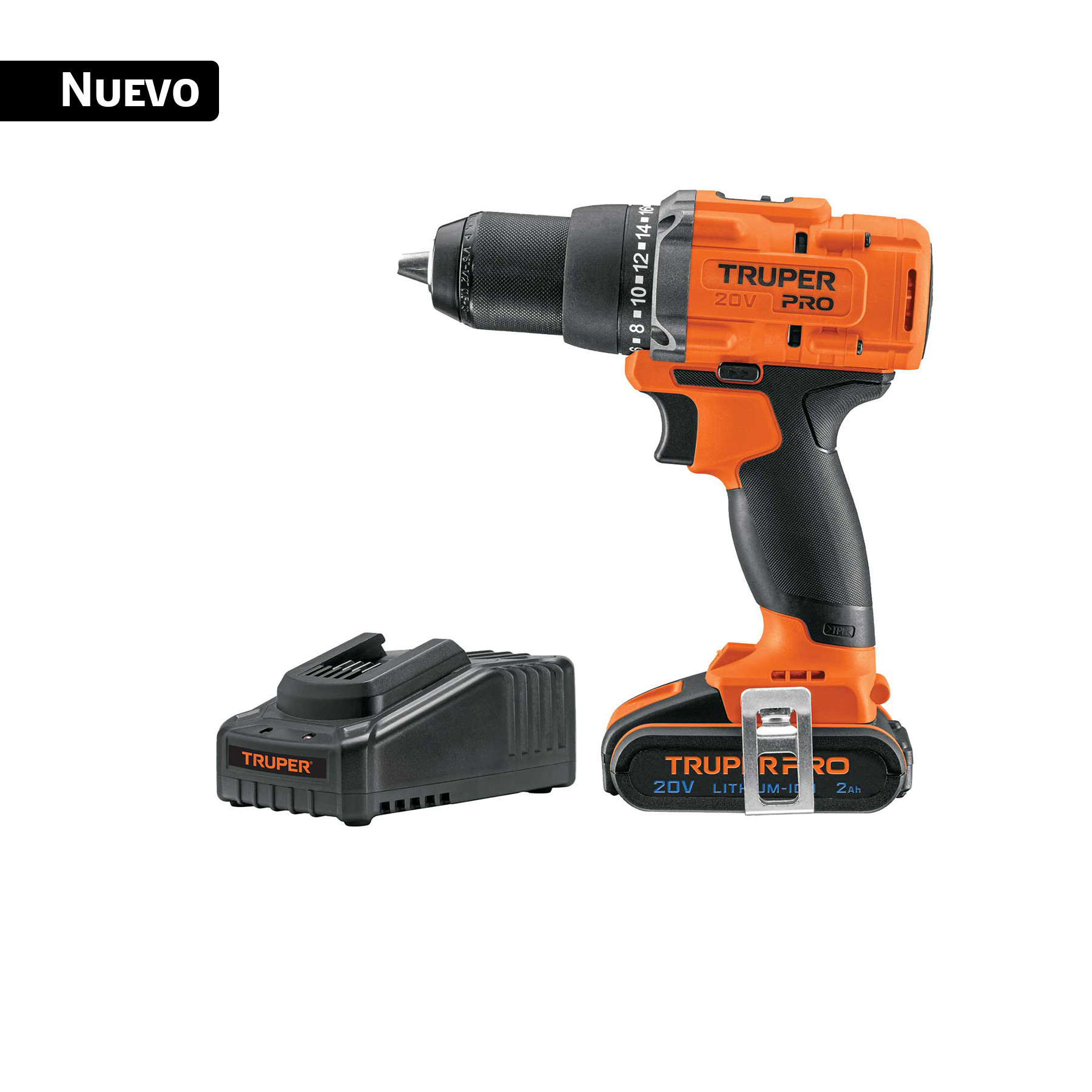 Taladro/destornillador 1/2", 20V, 1 batería 2Ah, TRUPER PRO