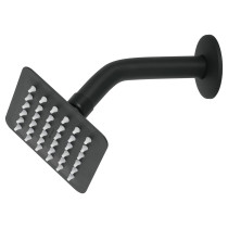 Regadera cuadrada 4", acero inox, con brazo, negro, TÚBIG