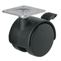 Rodaja tipo yoyo de 40 mm con placa, con freno, FIERO
