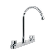 Mezcladora 8" fregadero, ABS, cuello curvo, hexagonal, BASIC