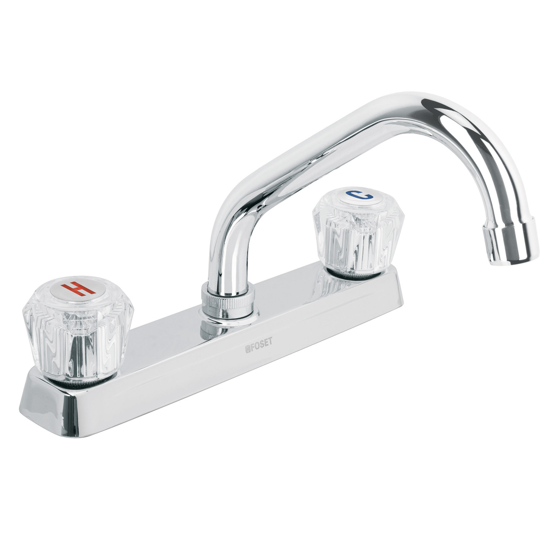 Mezcladora 8" fregadero cromo, cuello corto, acrílico, BASIC