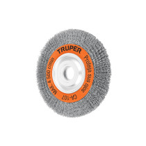 Carda alambre ondulado 8" x 3/4" para esmeril, TRUPER