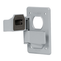 Placa tipo FS, con cubierta, doble, sobreponer, VOLTECK