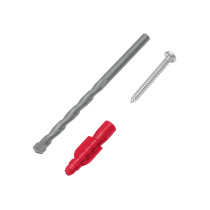 Kit de 20 taquetes 1/4" con pijas #8 y 1 broca 1/4", FIERO