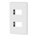 Placa 2 módulos de ABS, blanca, VOLTECK BASIC