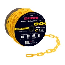 Metro de cadena de 8 mm de plástico amarilla, carrete de 25m