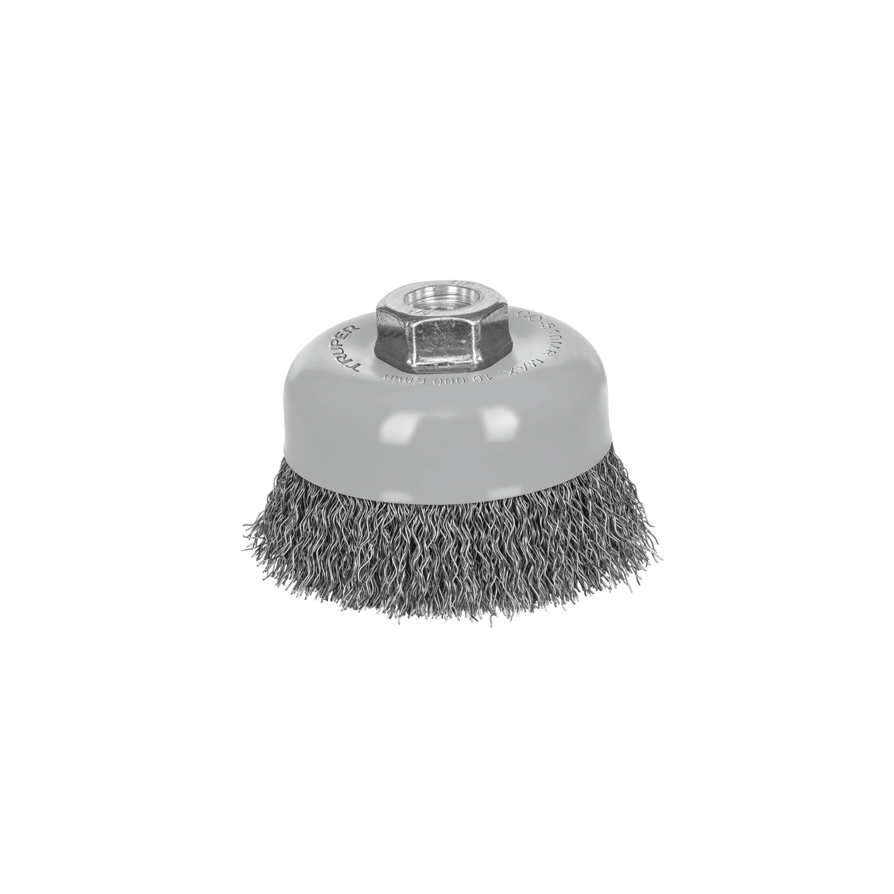Carda copa 4" alambre ondulado fino, Multi-rosca, TRUPER