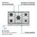 Parrilla gas empotrable 75 cm, 5 quemadores, esmalte, FOSET