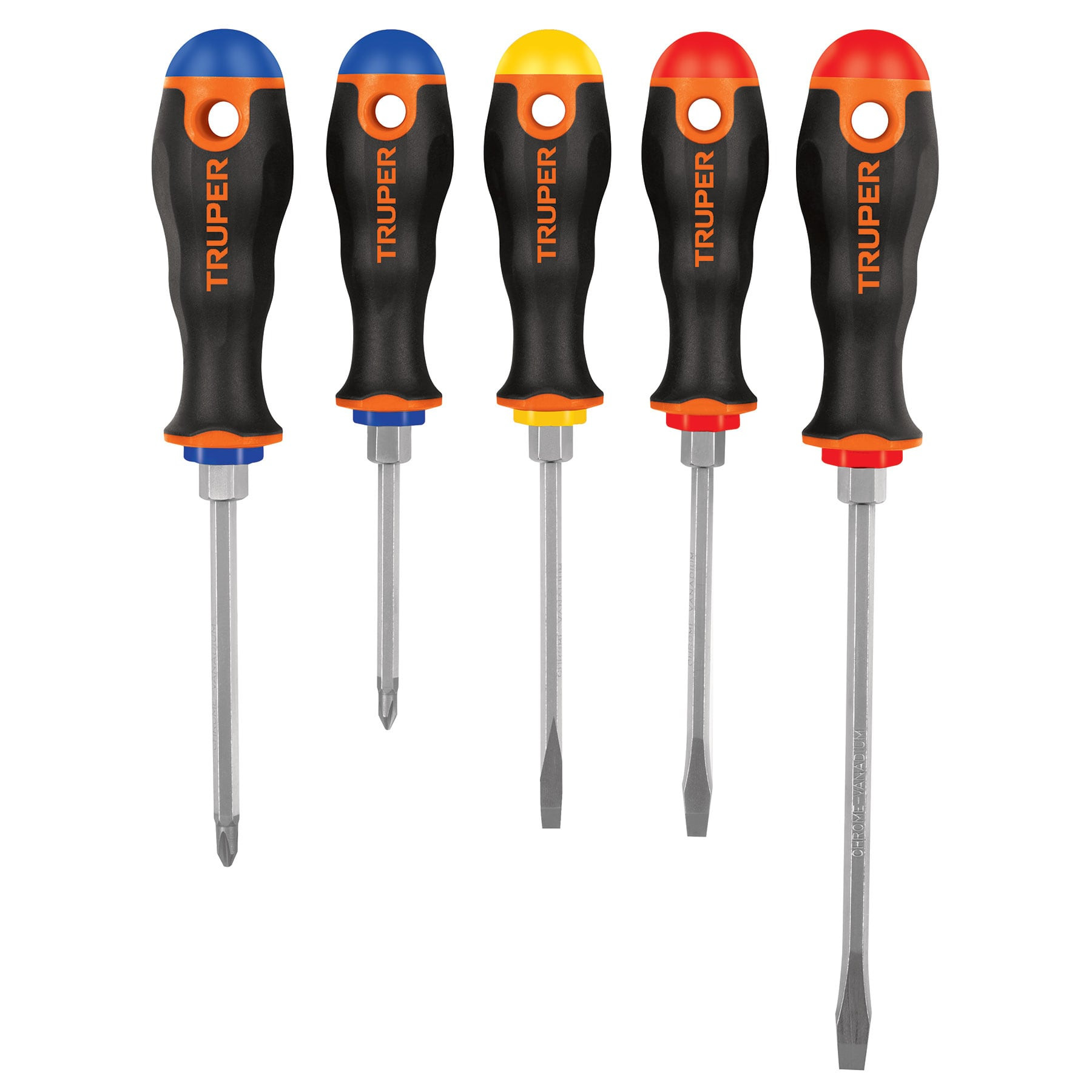 Juego de 5 desarmadores mango Comfort Grip, TRUPER