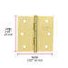 Bisagra cuadrada 2-1/2",latonado, cabeza plana, HERMEX BASIC