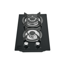 Parrilla gas empotrable 30cm, 2 quem, vidrio negro, RIVIERA