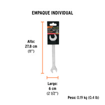Llave española, 11/16 x 3/4" x 220 mm de largo, EXPERT