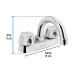 Mezcladora 4" para lavabo, cuello curvo, cartucho compresión