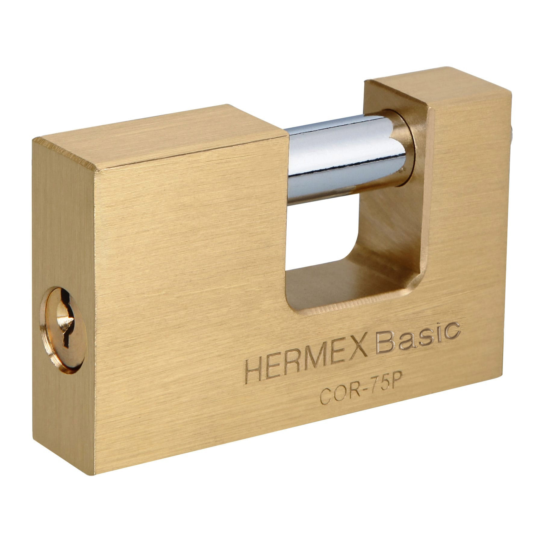 Candado antipalanca 75 mm cuerpo de latón, HERMEX BASIC