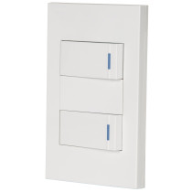 Placa armada 2 interruptores 1de 3vías,1 mod,Española,blanco