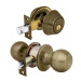 Combo cerraduras, llave-llave, latón antiguo, HERMEX BASIC