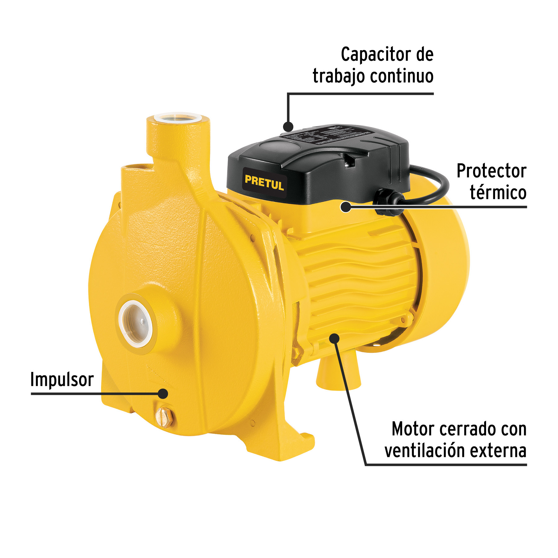 Bomba centrífuga para agua modelo europeo, 1 HP, PRETUL