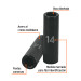 Dado largo cuadro 1/2" de impacto 6 puntas de 14 mm, TRUPER