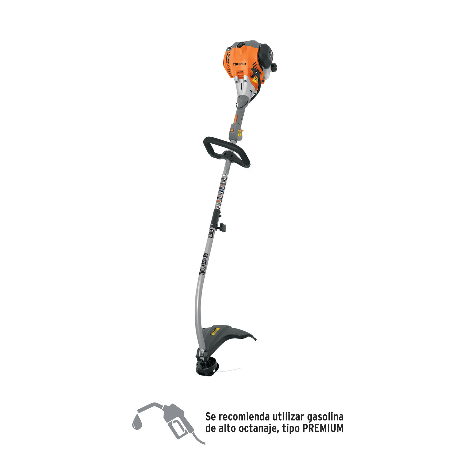 Desbrozadora a gasolina 30cc mango tipo "D", 17"corte, curva