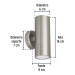 Arbotante LED exterior 10 W 3000K, 2 spots, 6x16 cm, VOLTECK
