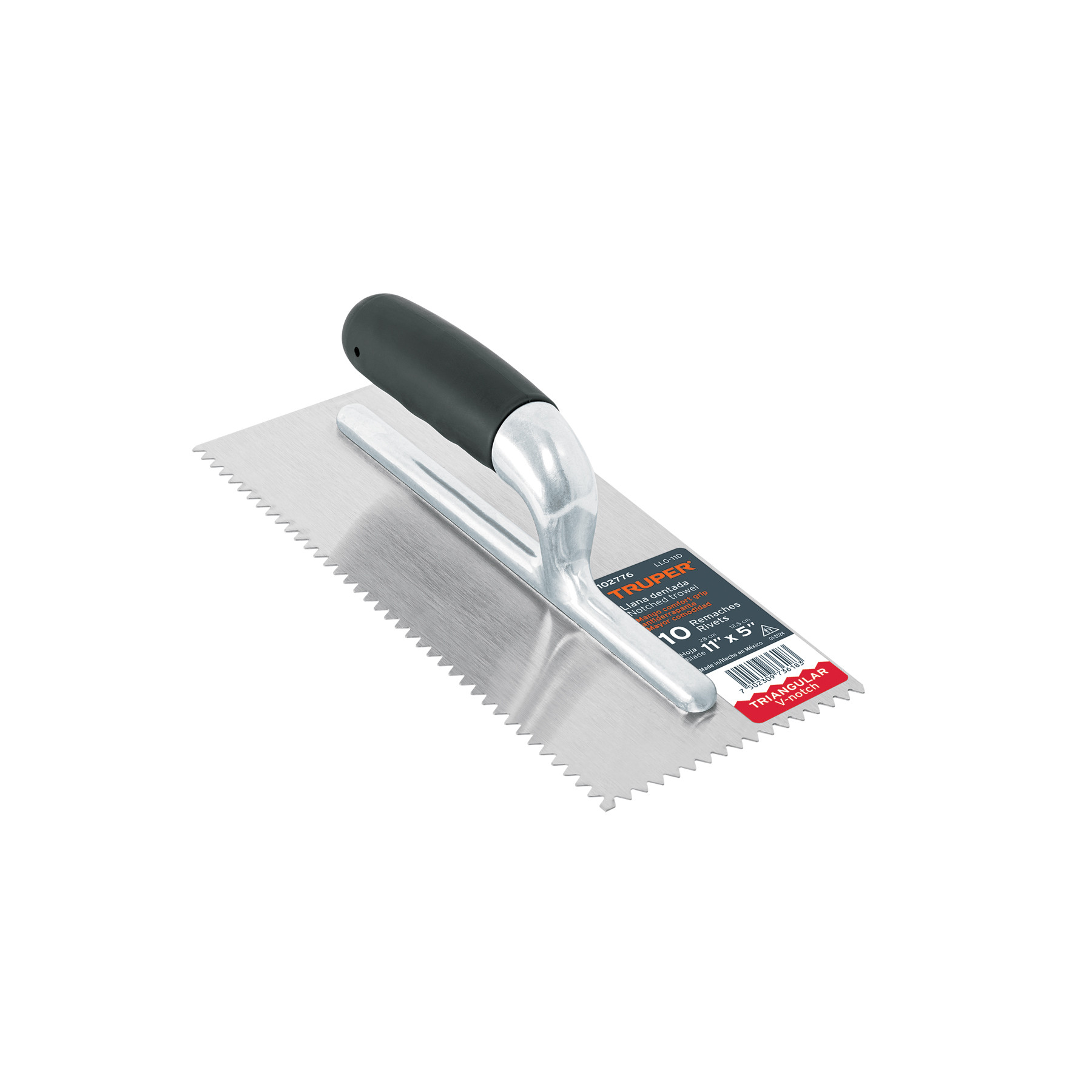Llana 11" dentado triangular, 10 remaches,mango Comfort Grip
