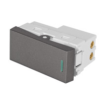 Interruptor sencillo acero inox de 1 módulo, línea Lisboa