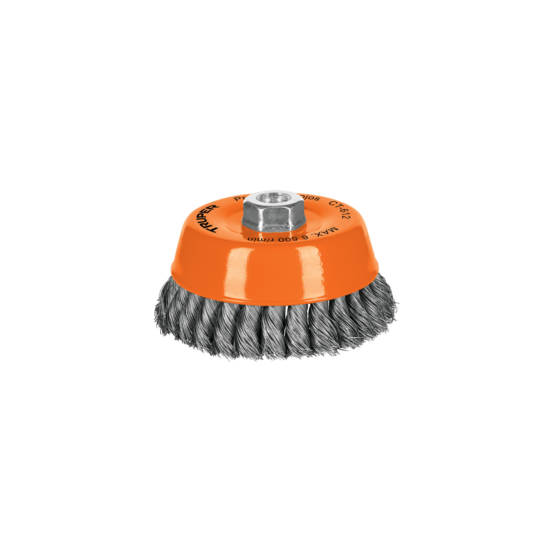 Carda copa 5" alambre trenzado fino, eje 5/8"-11, TRUPER