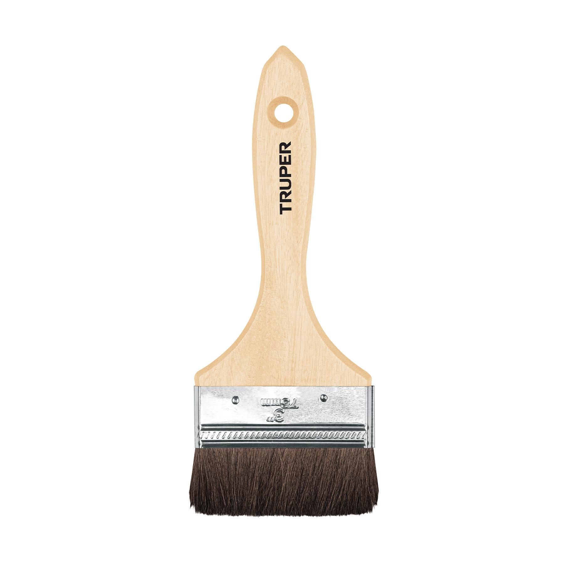 Brocha pelo de camello de 3" con mango de madera, TRUPER