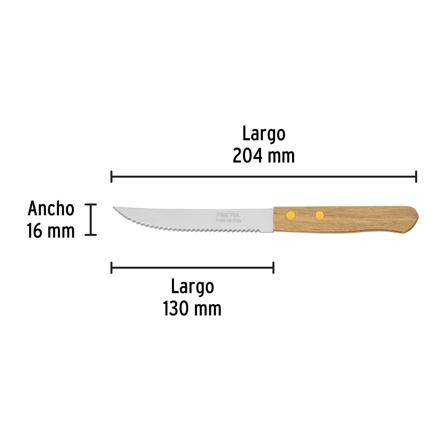 Cuchillo con sierra para asado 5 mango de madera, Pretul