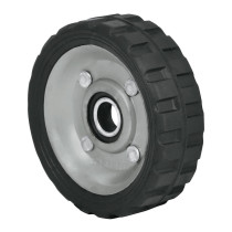 Rueda de hule sólido 4-1/2" para diablo, un balero, PRETUL