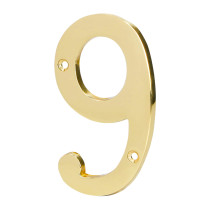 Número 9 de latón sólido 4", latón brillante, HERMEX
