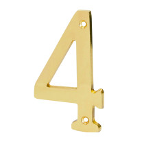 Número 4 de latón sólido 4", latón brillante, HERMEX